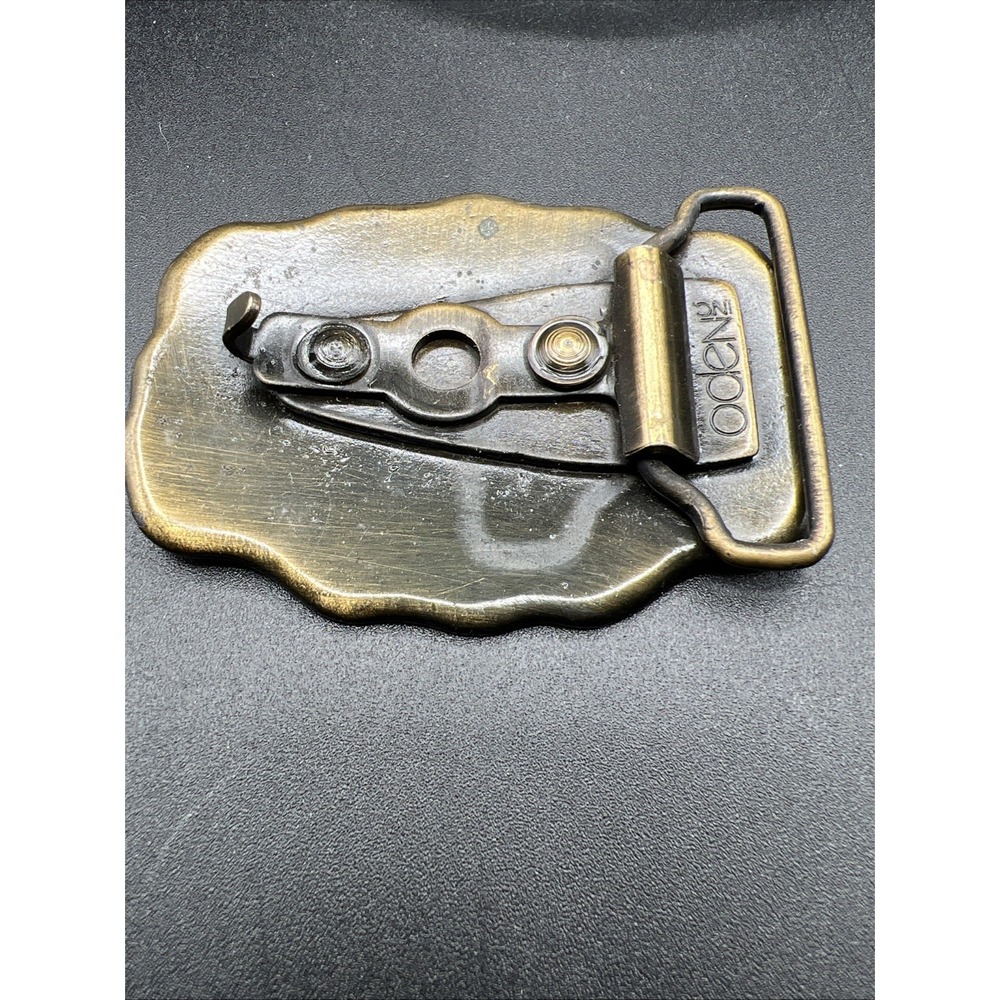 DOUG Name Custom Brass Gold Tone Metal Oden USA Personalized 70s Belt Buckle 2" - Picture 2 of 3